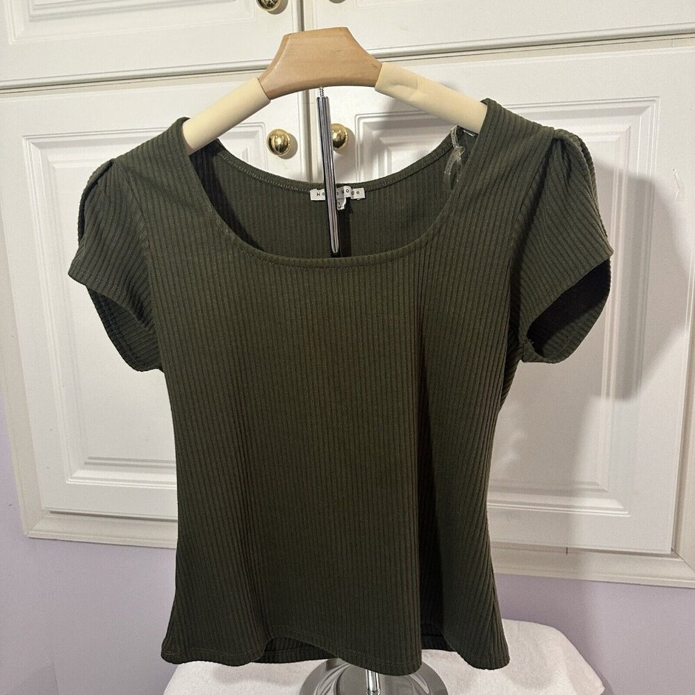 haute monde Green Ribbed Short Sleeve Size‎ XL